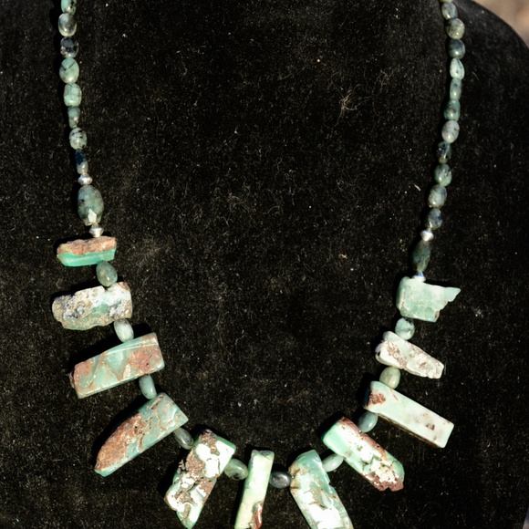 Conceptual Subculture Jewelry - Sterling Silver Chrysoprase Emerald Necklace 925
